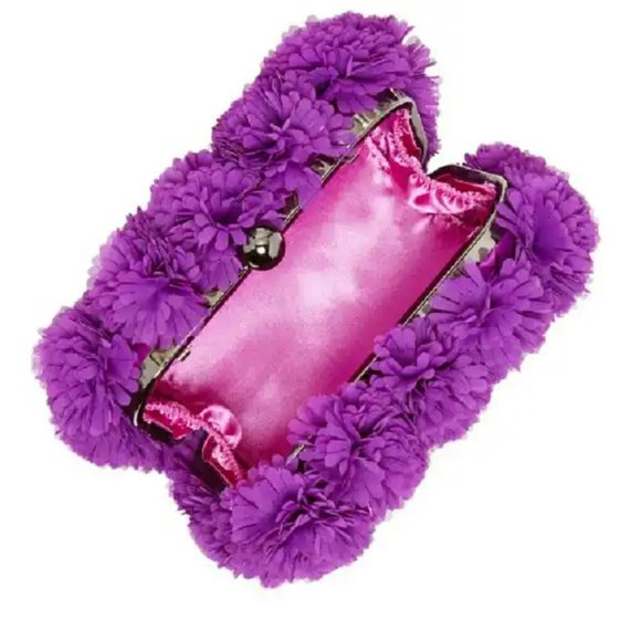 Floral Petal Hard Shell Clutch / Crossbody- Purple - NWT - Picture 3 of 6